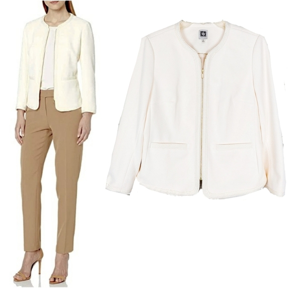 Anne Klein Jackets & Blazers - NWT - ANNE KLEIN COLLARLESS JACKET W/BRAIDED TRIM